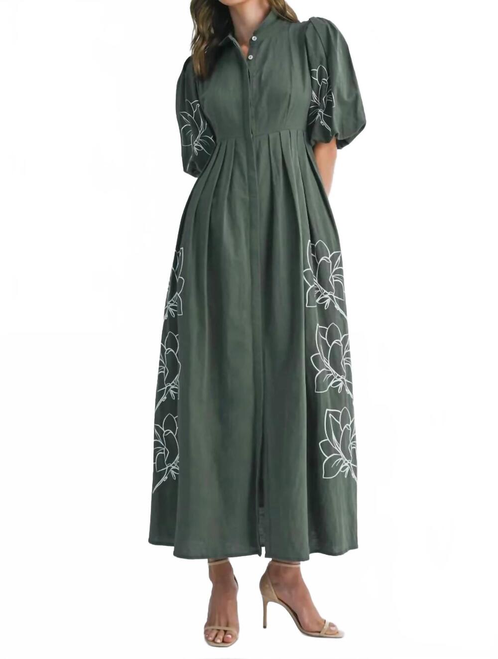 NEW ENDLESS BLU. karis maxi dress in forest-green
